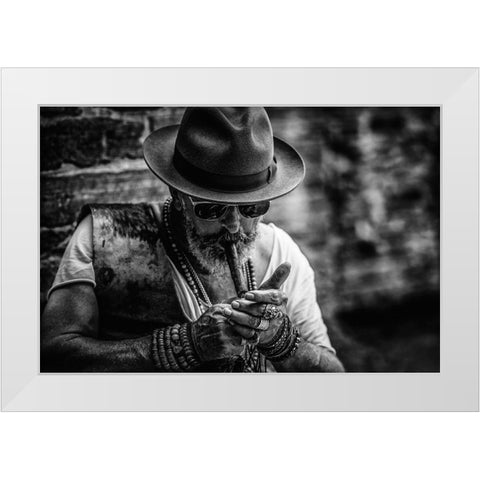 Its That Ole Devil Called Smoke Again ...... White Modern Wood Framed Art Print by gNo
