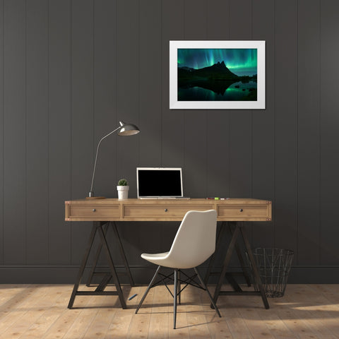 Lightshow White Modern Wood Framed Art Print by Bogaerts, Sus
