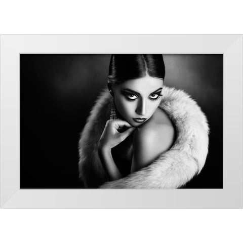 Diva3 White Modern Wood Framed Art Print by Tambe, Peppe
