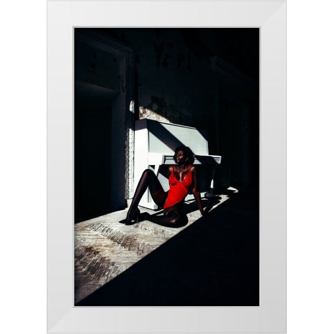 Dark Red White Modern Wood Framed Art Print by Bolgov (Axe), Ruslan