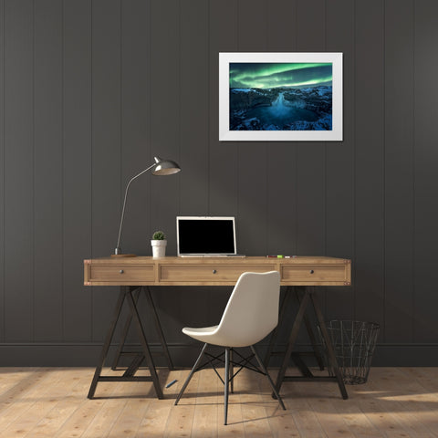 Aurora Borealis White Modern Wood Framed Art Print by Martin Castan, David