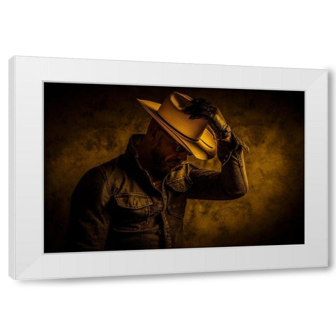 Midnight Cowboy White Modern Wood Framed Art Print by gNo