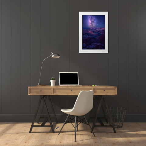 Milky Way Over Dead Horse Point White Modern Wood Framed Art Print by Xu, Mei