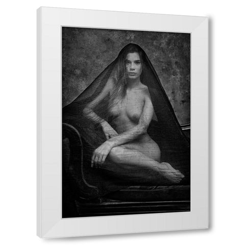 Lorena With Tulle White Modern Wood Framed Art Print by Gil Raga, Joan