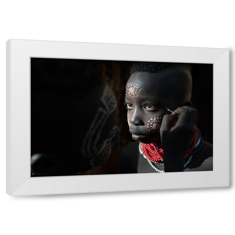 Ethiopian Karo Tribes White Modern Wood Framed Art Print by Intarob, Sarawut