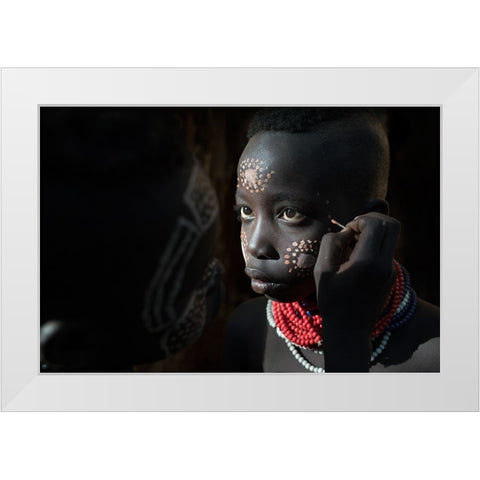 Ethiopian Karo Tribes White Modern Wood Framed Art Print by Intarob, Sarawut