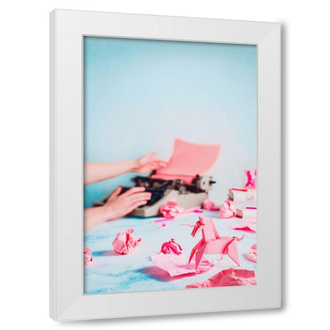Pink Ideas White Modern Wood Framed Art Print by Belenko, Dina