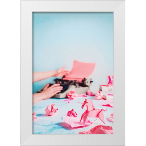 Pink Ideas White Modern Wood Framed Art Print by Belenko, Dina