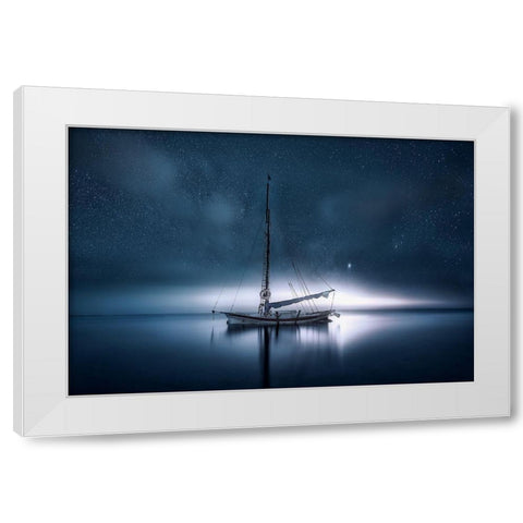 Drifting Night White Modern Wood Framed Art Print by Antonio Trivino, Jose