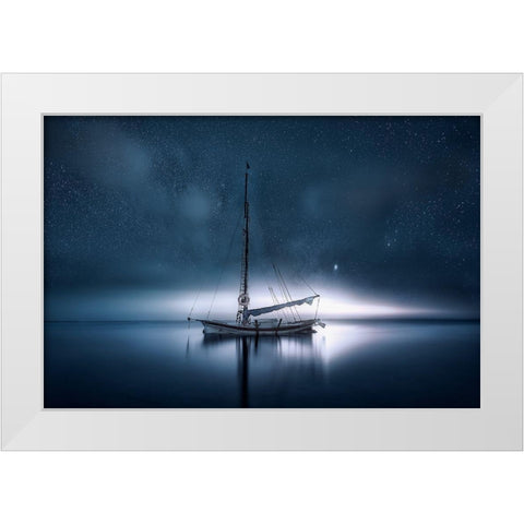 Drifting Night White Modern Wood Framed Art Print by Antonio Trivino, Jose