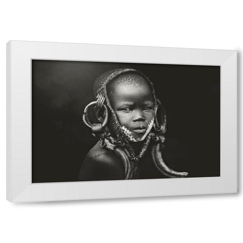 Child Mursi White Modern Wood Framed Art Print by Yosifov, Svetlin