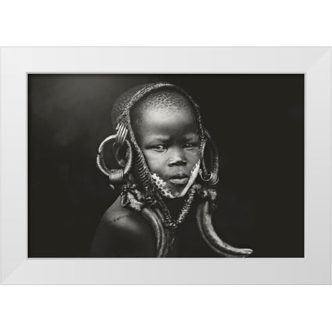 Child Mursi White Modern Wood Framed Art Print by Yosifov, Svetlin