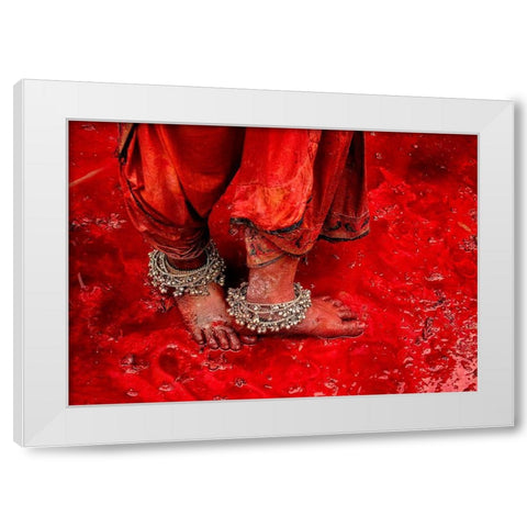 Festive Feet White Modern Wood Framed Art Print by Oberai, Jassi