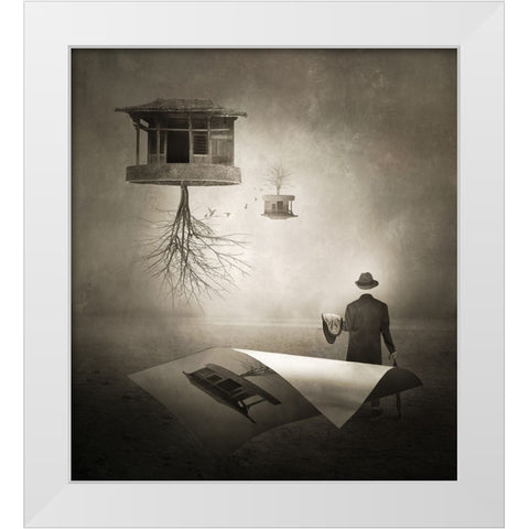 Untitled White Modern Wood Framed Art Print by XibiaoHuang