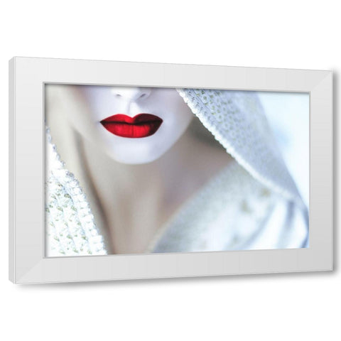 Gaesha White Modern Wood Framed Art Print by Cherkaoui, Fatima