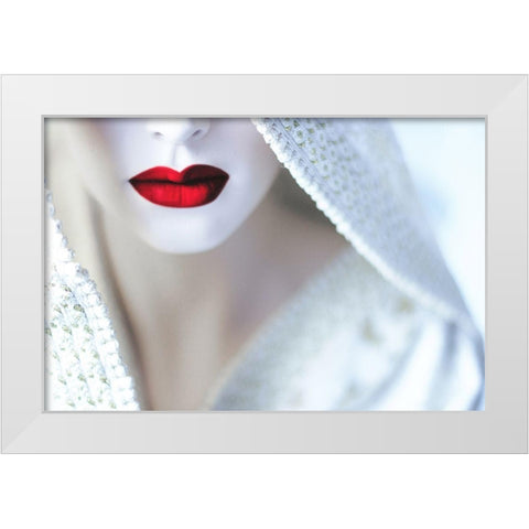 Gaesha White Modern Wood Framed Art Print by Cherkaoui, Fatima