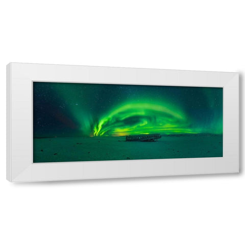 Night In Iceland White Modern Wood Framed Art Print by Pedretti, Ivan