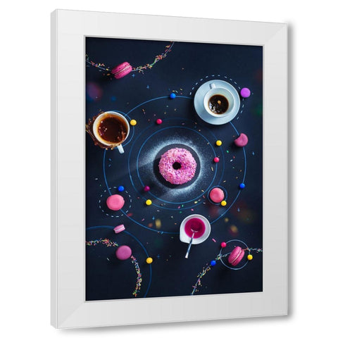 Space Donut White Modern Wood Framed Art Print by Belenko, Dina