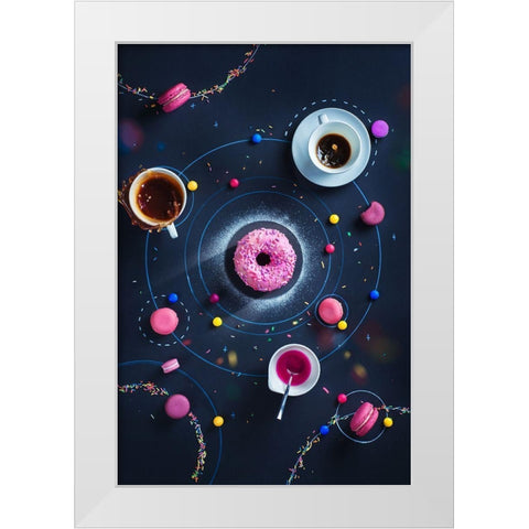 Space Donut White Modern Wood Framed Art Print by Belenko, Dina