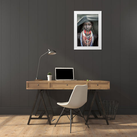 Arbore Tribes Girl White Modern Wood Framed Art Print by Cole, Trevor