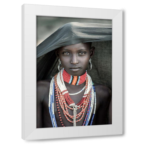 Arbore Tribes Girl White Modern Wood Framed Art Print by Cole, Trevor