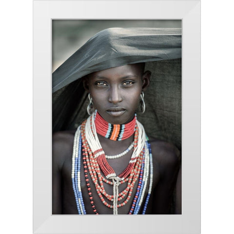 Arbore Tribes Girl White Modern Wood Framed Art Print by Cole, Trevor