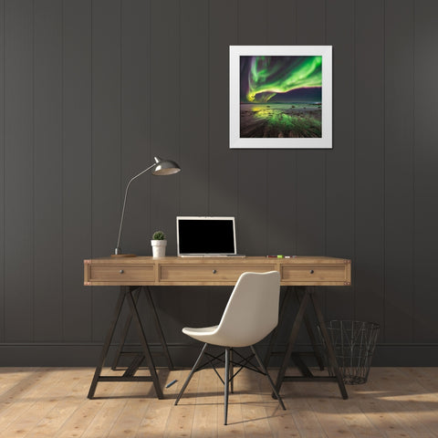 Geen Skagsanden Beach White Modern Wood Framed Art Print by Smid Master, Jan