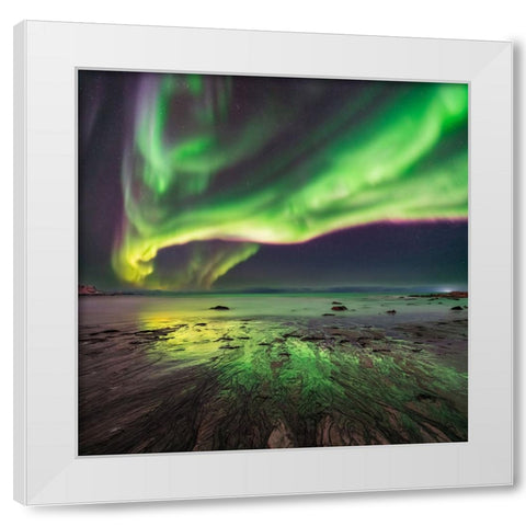 Geen Skagsanden Beach White Modern Wood Framed Art Print by Smid Master, Jan
