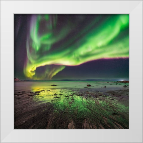 Geen Skagsanden Beach White Modern Wood Framed Art Print by Smid Master, Jan