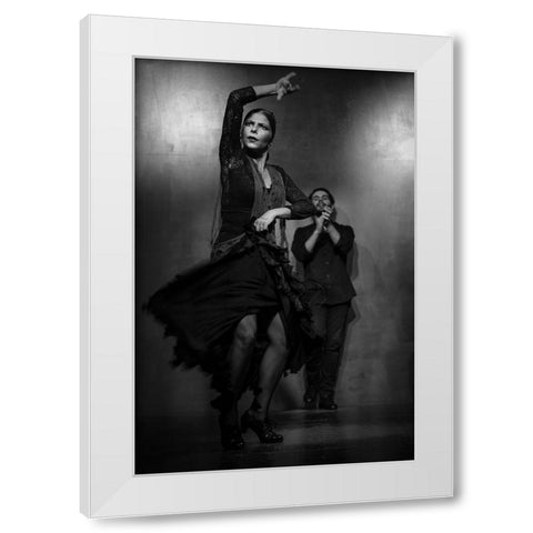 Flamenco Dancer White Modern Wood Framed Art Print by Deakin, Karen