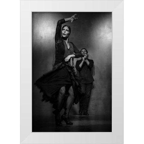 Flamenco Dancer White Modern Wood Framed Art Print by Deakin, Karen