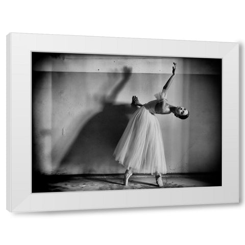 A Girl With A Necklace White Modern Wood Framed Art Print by Kapsha, Eduards
