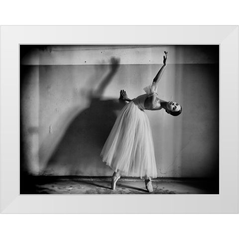 A Girl With A Necklace White Modern Wood Framed Art Print by Kapsha, Eduards