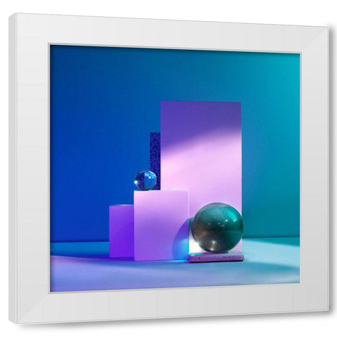 Aqua White Modern Wood Framed Art Print by Yunta, Isma