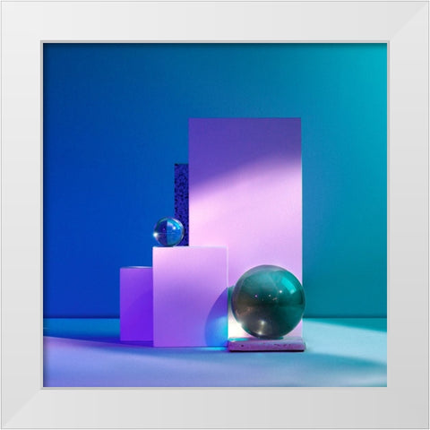 Aqua White Modern Wood Framed Art Print by Yunta, Isma