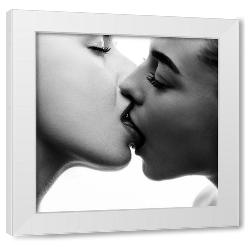 Kiss White Modern Wood Framed Art Print by Krystynek Mqep, Martin