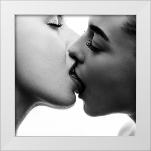 Kiss White Modern Wood Framed Art Print by Krystynek Mqep, Martin