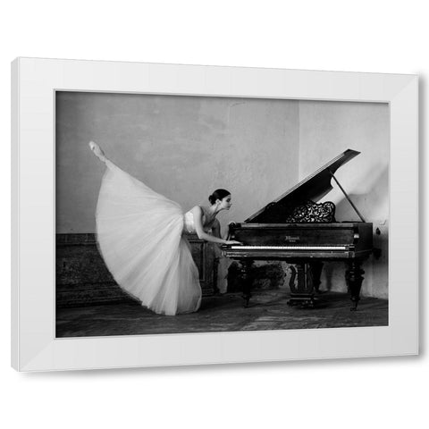 I Will Dance For You White Modern Wood Framed Art Print by Kapsha, Eduards