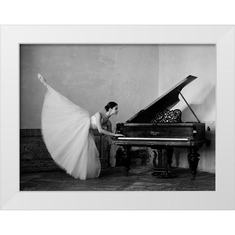 I Will Dance For You White Modern Wood Framed Art Print by Kapsha, Eduards