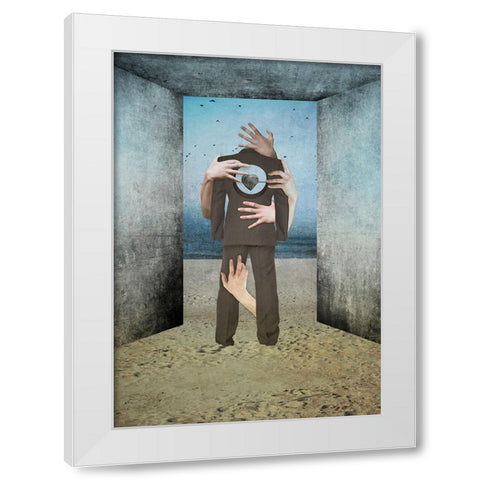 Heart Of Stone White Modern Wood Framed Art Print by Tazarska, Lucyna