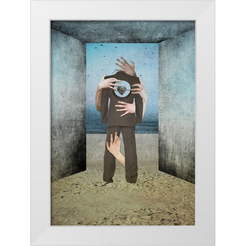Heart Of Stone White Modern Wood Framed Art Print by Tazarska, Lucyna
