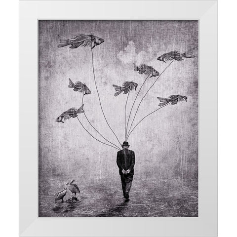 Land Of The Flying Dead White Modern Wood Framed Art Print by Mohanraj, Arun
