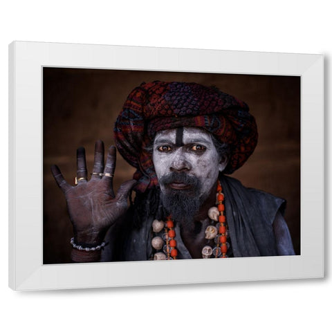 Aghori Baba White Modern Wood Framed Art Print by Kalla, Vivek