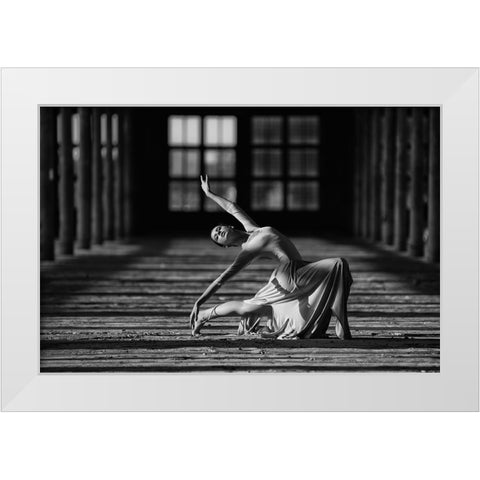 Evelina White Modern Wood Framed Art Print by Kapsha, Eduards
