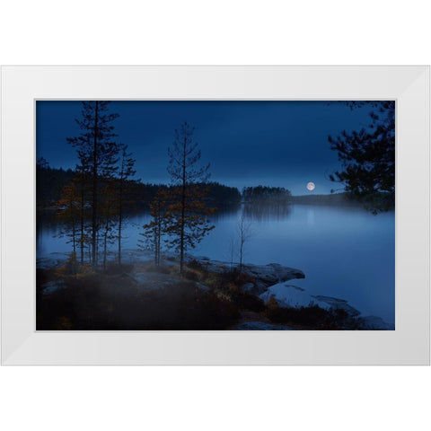 Night Mist White Modern Wood Framed Art Print by Georgieva V, Nikki