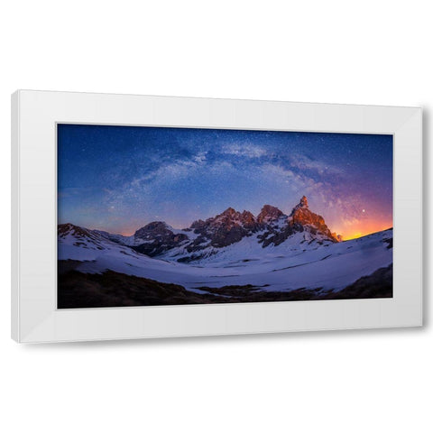 Baita Segantini Under The Night Sky White Modern Wood Framed Art Print by Zheng, Michael