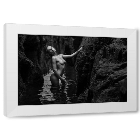Gloria And The Water White Modern Wood Framed Art Print by Gil Raga, Joan