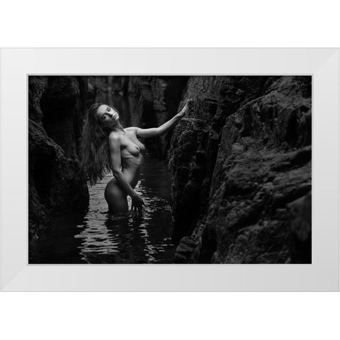 Gloria And The Water White Modern Wood Framed Art Print by Gil Raga, Joan
