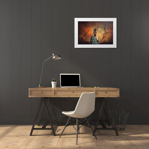 Woman Mursi Coloring White Modern Wood Framed Art Print by Yosifov, Svetlin