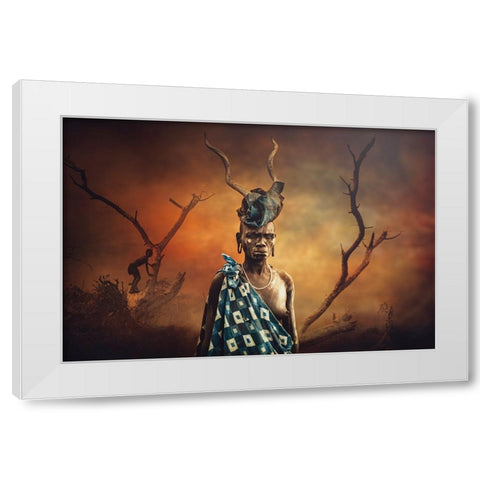 Woman Mursi Coloring White Modern Wood Framed Art Print by Yosifov, Svetlin